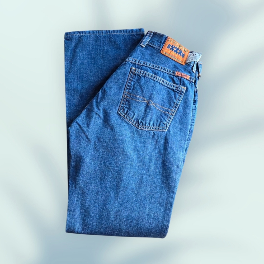 🍀Vintage Y2K Lucky Brand Dungarees Button Fly Low Rise Easy Fit Flare Jeans